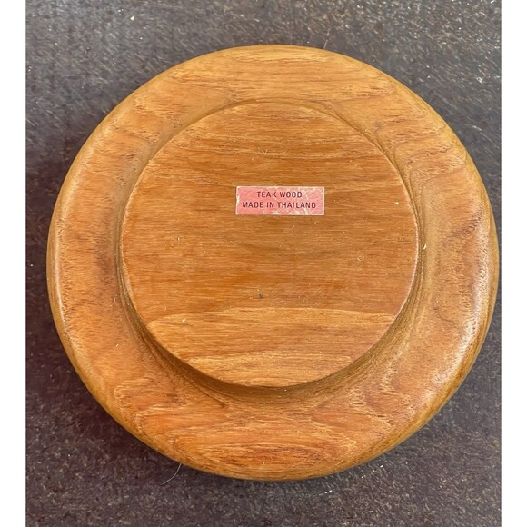 VTG Teak Wood Bowl 5.5” Handcrafted Round Thailand Mid Century Modern Decor - Picture 3 of 7